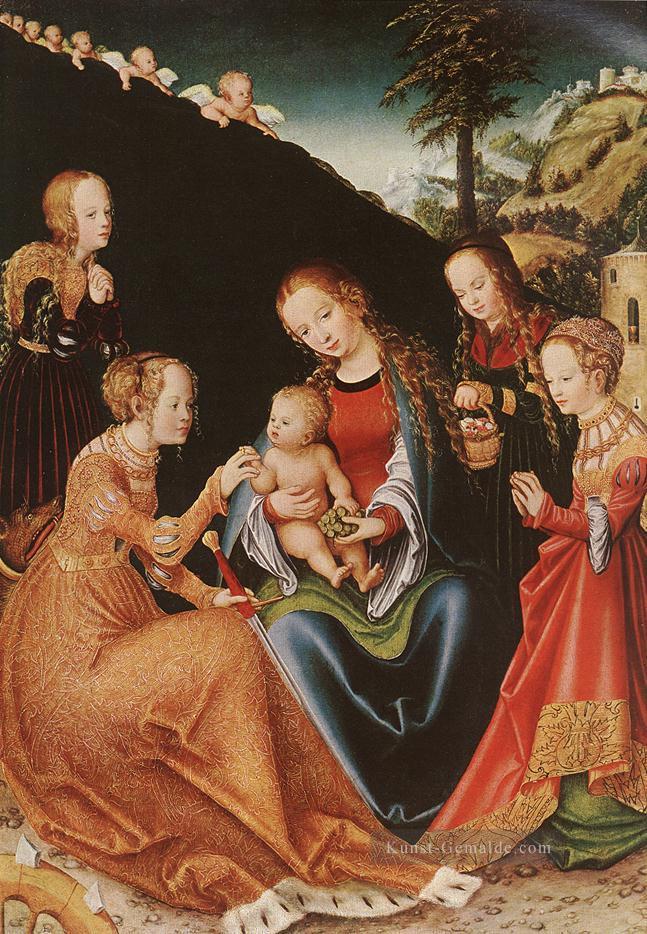 der mystischen Vermählung der St Catherine Lucas Cranach der Ältere Ölgemälde